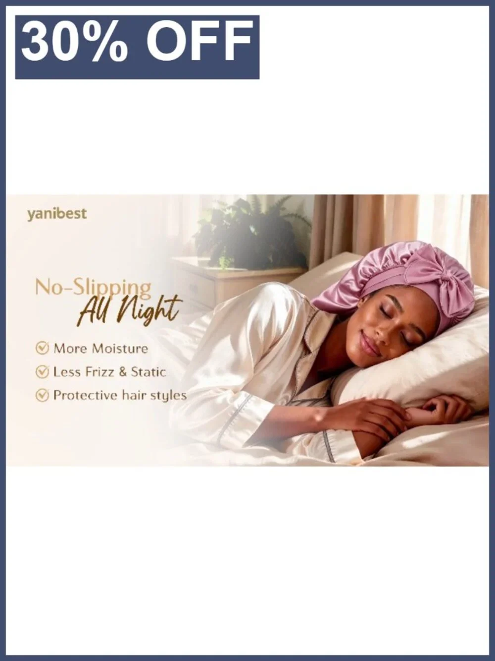 Double Layer Extra Long Adjustable Satin Sleep Bonnet